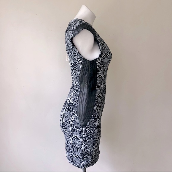 SKY BYZNA Open Back Leather Trim Bodycon Mini Dress, M NWT - Picture 10 of 13